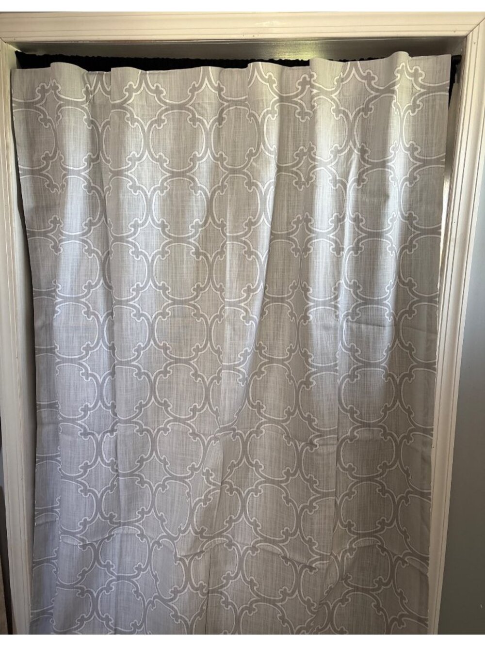 Max Studio Home Gray Trellis Curtain 2 Panels 52"x90" Each Modern Design